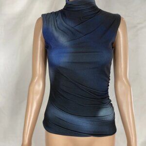 Maria Cher Varela Justine Sleeveless Ruched Camisole Top – Navy/Black, Size XS